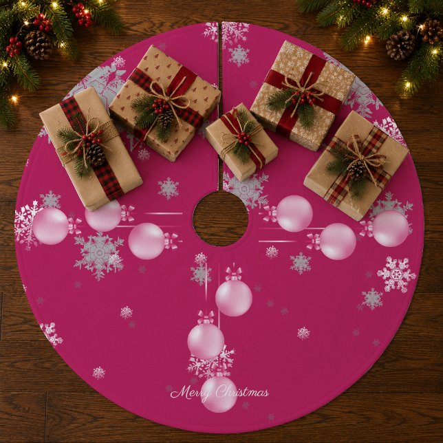 Pink Christmas Ornaments Tree Skirt (Pink Christmas Ornaments Tree Skirt)