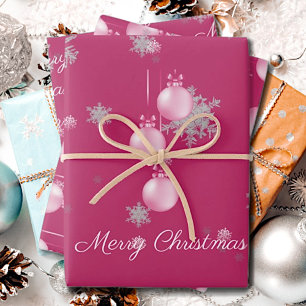 Pink Christmas Ornaments Wrapping Paper Sheets