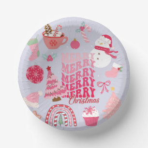 Pink Christmas Paper Plate