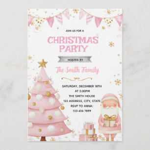 Pink Christmas Party Invitation