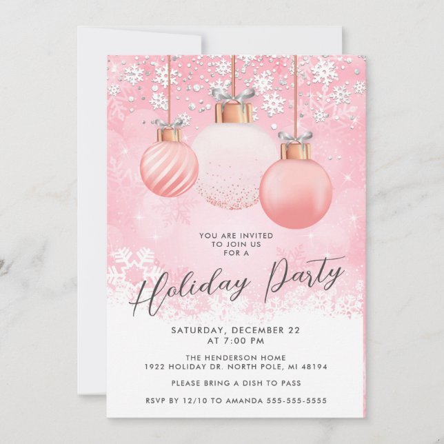 Pink Christmas Party Invitation  (Front)