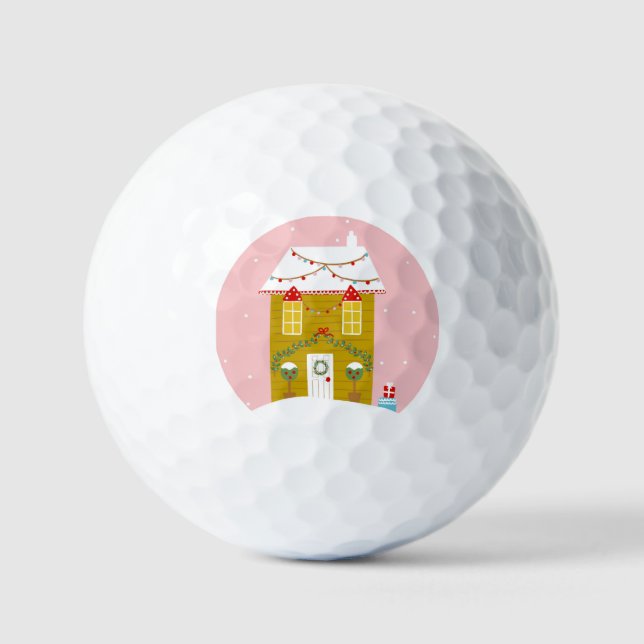 Pink Christmas Party Kids Birthday Holiday Golf Balls (Front)
