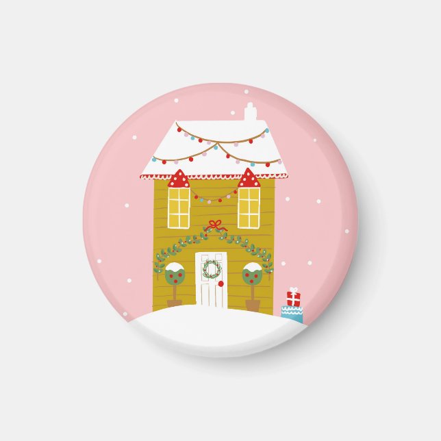 Pink Christmas Party Kids Birthday Holiday Magnet (Front)