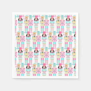 Pink Christmas Paste Nutcracker Ballet Soldiers Napkin