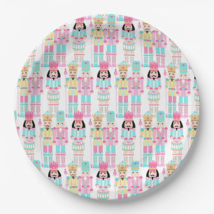 Pink Christmas Paste Nutcracker Ballet Soldiers Paper Plate