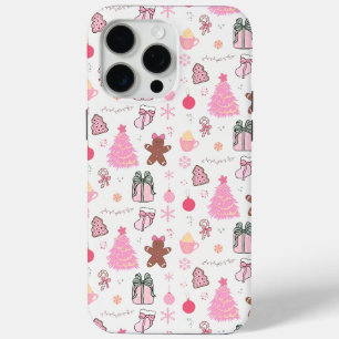 Pink Christmas Pattern iPhone 15 Pro Max Case