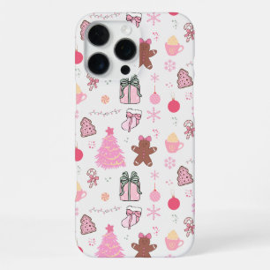 Pink Christmas Pattern iPhone 16 Pro Max Case