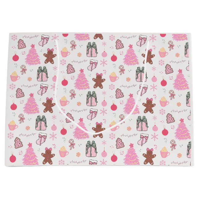 Pink Christmas Pattern Large Gift Bag (Front)