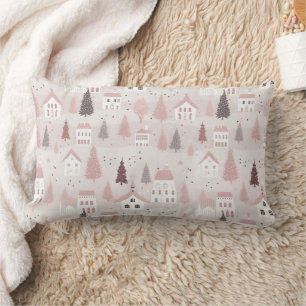 Pink Christmas Pattern Lumbar Cushion