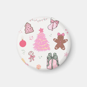 Pink Christmas Pattern Magnet