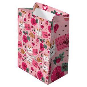 Pink Christmas Pattern Medium Gift Bag