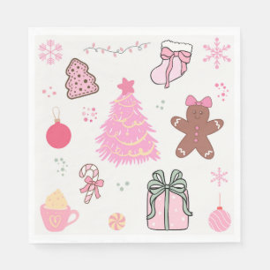 Pink Christmas Pattern Napkin