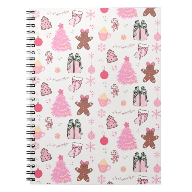 Pink Christmas Pattern Notebook (Front)