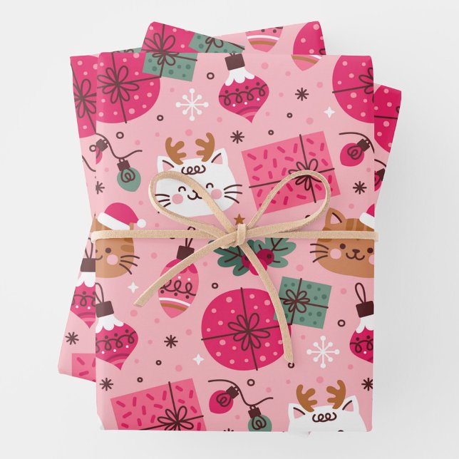 Pink Christmas Pattern Wrapping Paper Sheet (Cute Pink Christmas Wrapping Paper Sheets!)
