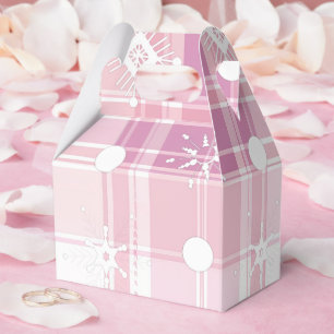 Pink Christmas Plaid Snowflakes Favour Box