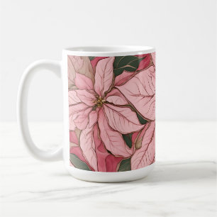 Pink Christmas Poinsettia Design Coffee Mug