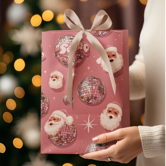 Pink Christmas Retro Santa Gift Bag (Creator Uploaded)