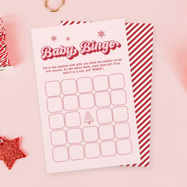 Pink Christmas Santa Baby Baby Shower Bingo Game (Creator Uploaded)