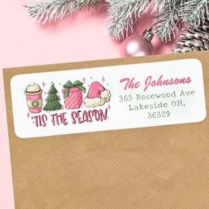 Pink Christmas Season Return Address Label 