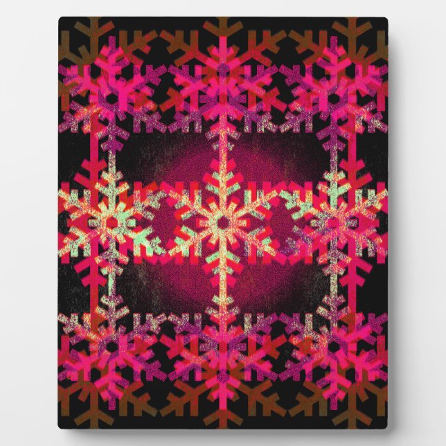 Pink christmas snowflake pattern plaque (Front)