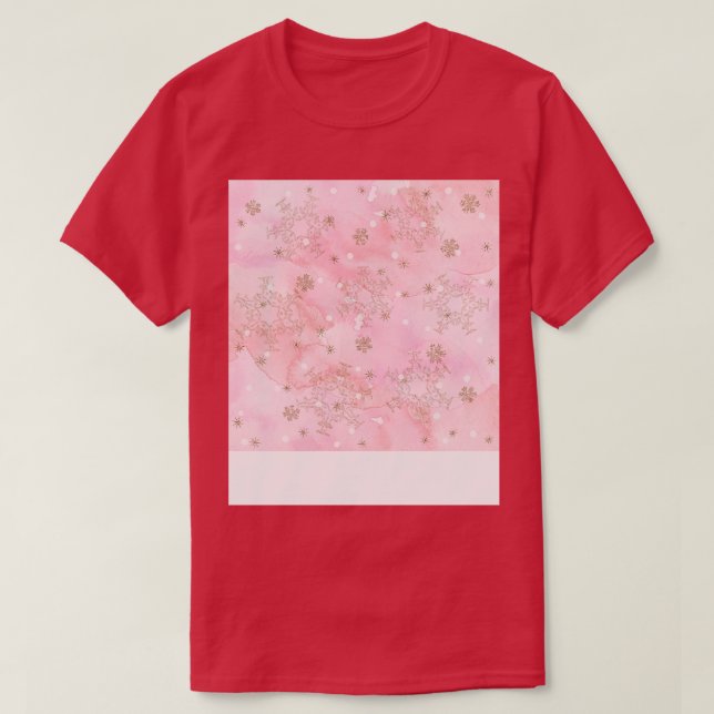 Pink Christmas Snowflakes Boho Pattern T-Shirt (Design Front)