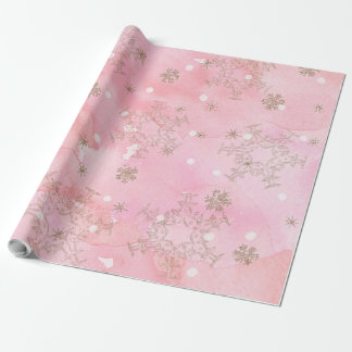 Pink Christmas Snowflakes Boho Pattern Wrapping Paper