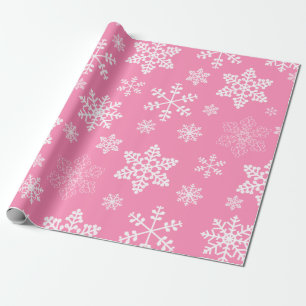 pink christmas snowflakes icy wrapping paper