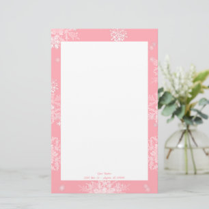 Pink Christmas Snowflakes Stationery