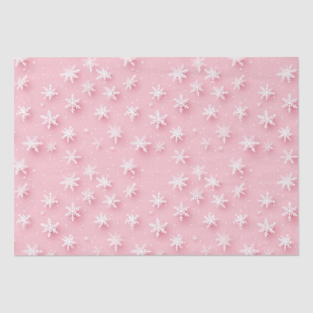 Pink christmas snowflakes tissue paper (Front)