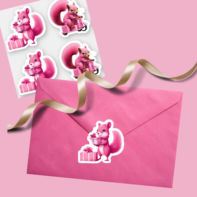 Pink Christmas Squirrels delivering gifts presents (Creator Uploaded)