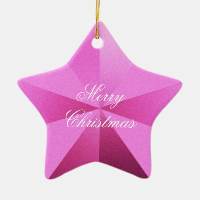 Pink Christmas Star Ornament Customisable (Front)
