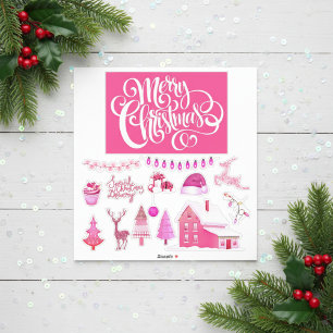 Pink Christmas Sticker Sheet 