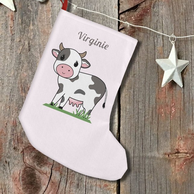 Pink Christmas Stocking with a Cute Cow (Pink Christmas Stocking with a Cute Cow)