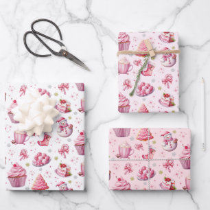 Pink Christmas Sweet Cute Fun Wrapping Paper Sheet
