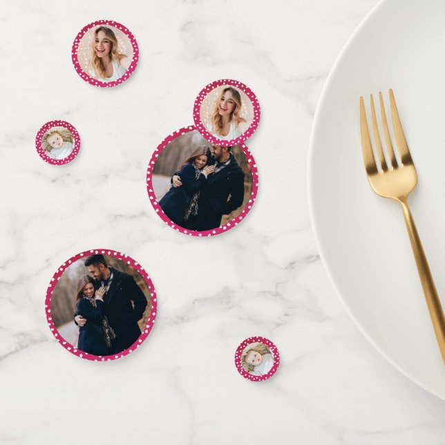 Pink Christmas Table Decor Custom Photo Confetti (Group)