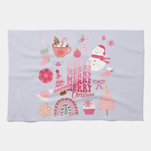 Pink Christmas Tea Towel