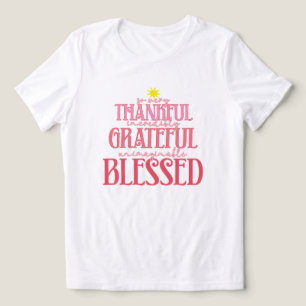 Pink Christmas Thankful and Blessed Tri-Blend Shirt