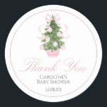 Pink Christmas Tree Baby Shower Sticker<br><div class="desc">Pink Christmas Tree Baby Shower Sticker</div>