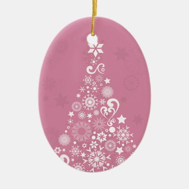 pink christmas tree ceramic tree decoration (Front)