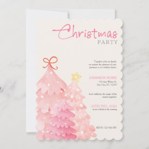 Pink Christmas Tree Christmas Party Invitation
