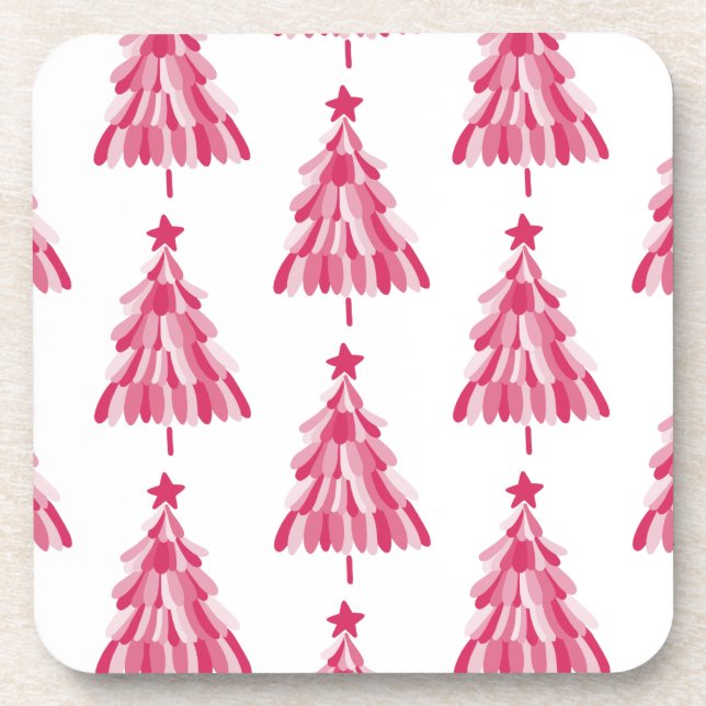 Pink Christmas Tree Coaster (Front)