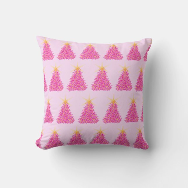 Pink Christmas Tree Cushion (Front)