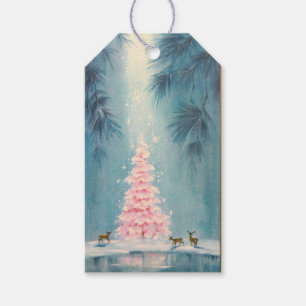 Pink Christmas Tree & Deer Gift Tags