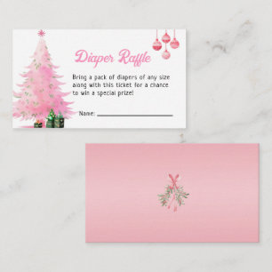 Pink Christmas Tree Diaper Raffle Baby Shower Enclosure Card