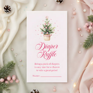 Pink Christmas Tree Diaper Raffle Baby Shower Enclosure Card
