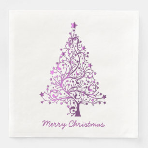 Pink Christmas Tree Dinner Party Elegant Napkin