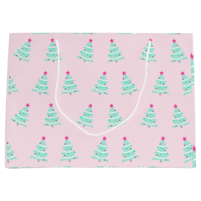 Pink Christmas Tree Gift Bag (Front)