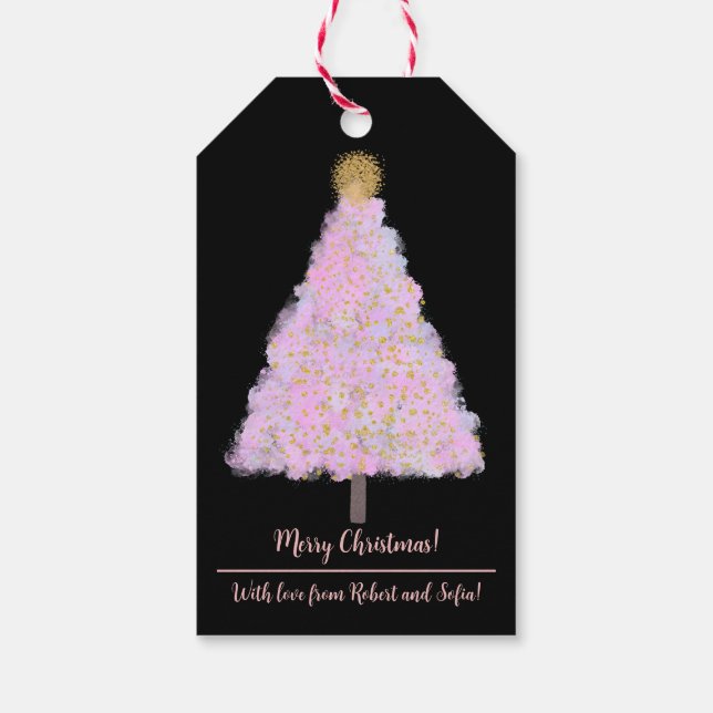 Pink christmas tree gift tags (Back)