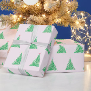 Pink Christmas Tree Gift Wrap