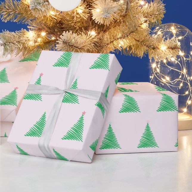 Pink Christmas Tree Gift Wrap (Holidays)
